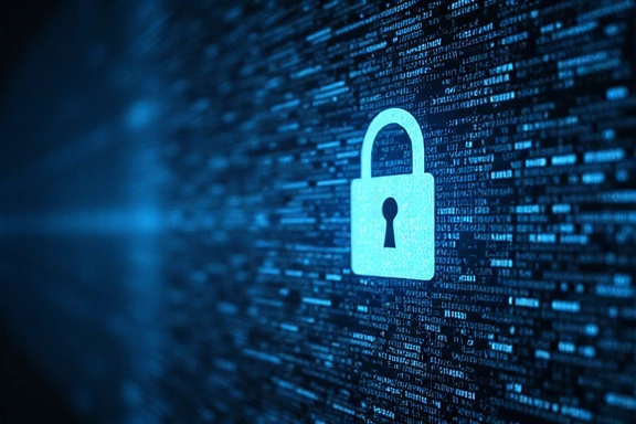 Digital privacy concept with padlock and binary code